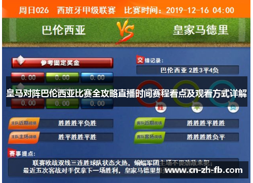 皇马对阵巴伦西亚比赛全攻略直播时间赛程看点及观看方式详解