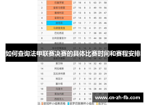 如何查询法甲联赛决赛的具体比赛时间和赛程安排