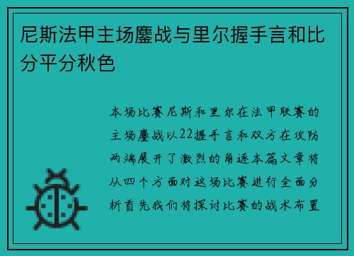 尼斯法甲主场鏖战与里尔握手言和比分平分秋色